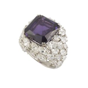 Purple Corundrum & Diamond Set Dress Ring in Platinum