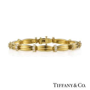 Tiffany & Co 18k Yellow Gold Diamond Set Bracelet c1992