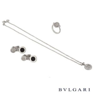 Bvlgari 18k White Gold Diamond & Onyx 3 Piece Suite
