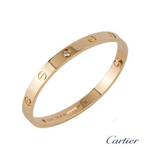 Cartier 18k Rose Gold Half Diamond Love Bangle Size 18 B6036018