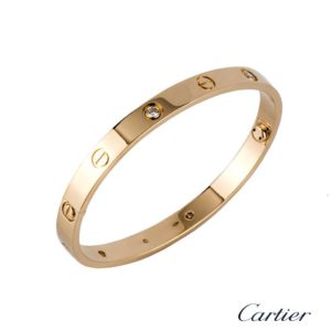 Cartier 18k Rose Gold Half Diamond Love Bangle Size 19 B6036019