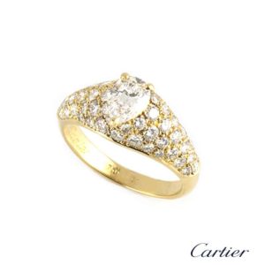 Cartier 18k Yellow Gold Pear Cut Diamond Dress Ring