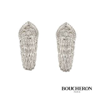 Boucheron 18k White Gold Diamond Set Serpent Boheme Earclips