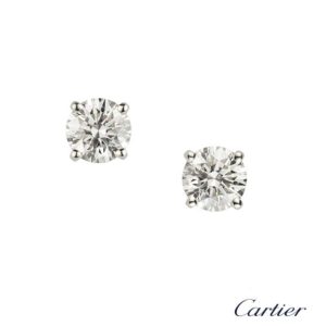 Cartier XXX Diamond Ear Studs in Platinum 2.29ct E/VVS2 B&P