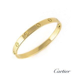 Cartier 18k Yellow Gold Love Bangle Size 17 B&P B6035517