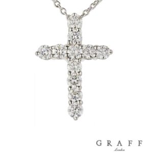 Graff 18k White Gold Diamond Set Cross Pendant 1.90ct