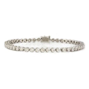 18k White Gold Round Diamond Line Bracelet 3.16ct