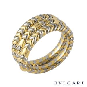 Bvlgari 18k Yellow Gold & Stainless Steel Spiga Bangle