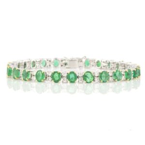 18k White Gold Emerald & Diamond Line Bracelet 7.92ct