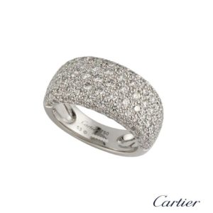 Cartier 18k White Gold Pave Diamond Bombe Ring