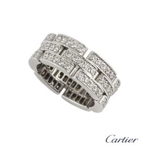 Cartier 18k White Gold Diamond Set Maillon Panthere Ring B4111700