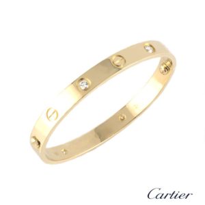 Cartier 18k Yellow Gold Half Diamond Love Bangle Size 16 B6035916