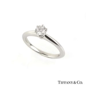 Tiffany & Co Round Brilliant Cut Diamond Ring in Platinum 0.18ct