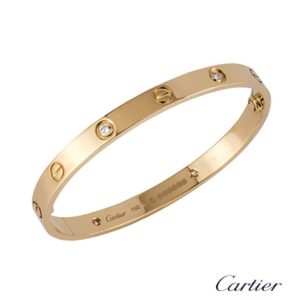 Cartier 18k Rose Gold Half Diamond Love Bangle Size 18 B&P B6036018