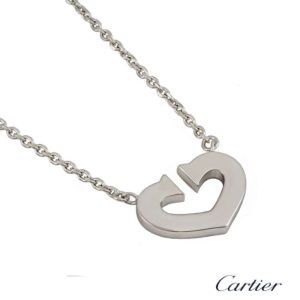 Cartier 18k White Gold C???ur C de Cartier Heart Necklace