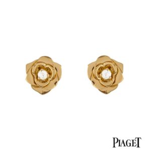 Piaget 18k Rose Gold Diamond Set Rose Earrings G38U0043