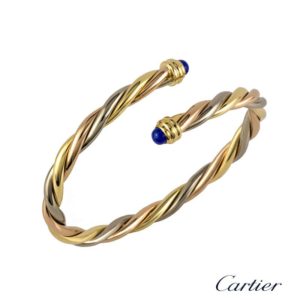 Cartier 18k Three Colour Gold Lapis Set Bangle