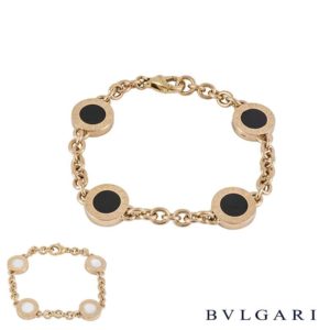 Bvlgari Bvlgari 18k R/G Onyx & Mother of Pearl Bracelet BR856239