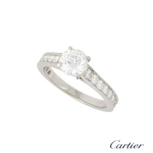 Cartier Round Brilliant Cut Diamond Ring in Platinum 0.81ct F/VVS1