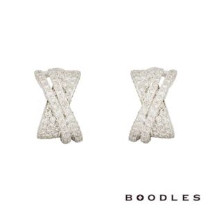 Boodles 18k White Gold Diamond Set Crossover Earrings