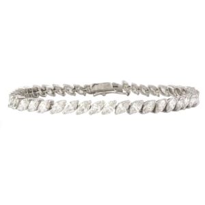 18k White Gold Marquise Cut Diamond Line Bracelet 6.49ct