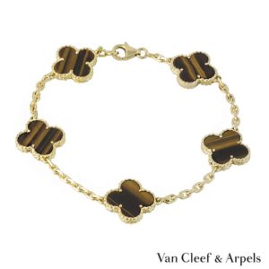 Van Cleef and Arpels 18k Y/G Tigers Eye Alhambra Bracelet VCARD35600