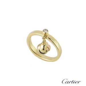 Cartier 18k Yellow Gold Diamond Set Trinity Ring B4064700 B&P