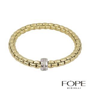 Fope 18k Yellow Gold Diamond Set Flex It Bracelet B&P