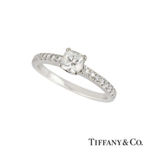 Tiffany & Co. Cushion Cut Diamond Ring in Platinum 0.37ct