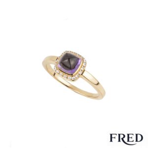 Fred 18k Rose Gold Diamond and Amethyst Ring 4B0684