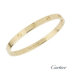 Cartier 18k Yellow Gold Love Bangle Size 21 B&P B6035521
