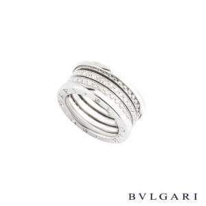 Bvlgari 18k White Gold Diamond Set B.Zero1 Ring AN850553