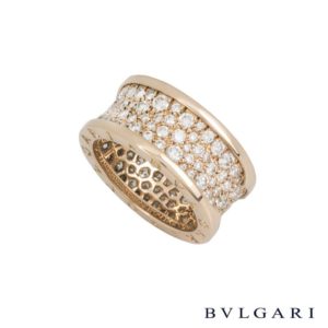 Bvlgari 18k Rose Gold Diamond Set B.zero1 Ring B&P AN855553