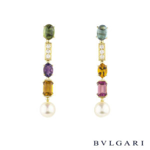 Bvlgari 18k Yellow Gold Multi Gem Allegra Earrings