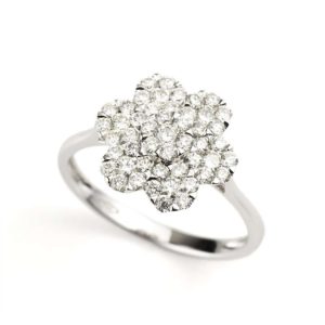 18WG 0.91TDW Flower Cluster Ring