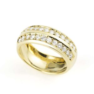 18k Yellow Gold Diamond 2 Row Half Eternity Ring 0.50ct Total