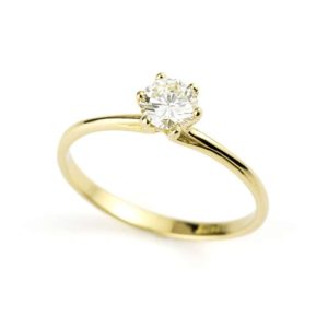18k Yellow Gold Round Diamond Ring 0.44ct K/VS