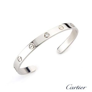 Cartier 18ct W/G Diamond Open Love Bangle Size 18. B6029918