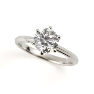 18k White Gold Round Diamond Ring 1.50ct E/IF