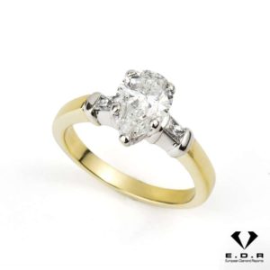 18k Yellow Gold Pear Shape Diamond Ring 2.04ct G/SI2