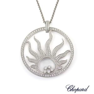 Chopard 18ct W/G Happy Diamonds Sun Necklace 79/6455-1001