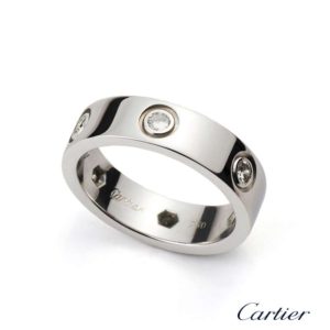 Cartier 18ct White Gold Full Diamond Love Ring Size 54. B4026000