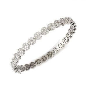 18k White Gold Diamond Cluster Bangle 10.20ct Total