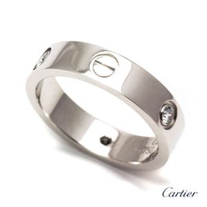 Cartier 18ct White Gold Half Diamond Love Ring Size 49 B4032500