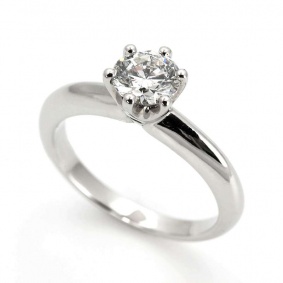 Platinum Round Diamond Ring 0.75ct G/SI1
