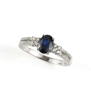 18k White Gold Sapphire and Diamond Dress Ring 0.31ct Total Dia