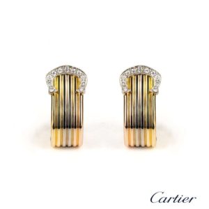 Cartier 18k Tri Gold C de Cartier Diamond Earrings