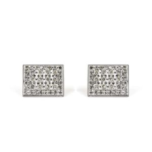 18k White Gold Diamond Rectangle Cufflinks 2.64ct Total