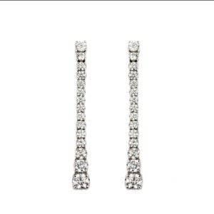 18k White Gold Graduated Diamond Line Drop Earrings 2.40ct Total