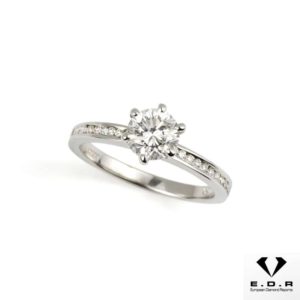 18k White Gold Round Brilliant Cut Diamond Ring 0.77ct E/VS1